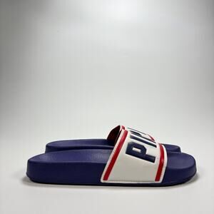 PINK Victoria's Secret Navy Blue White Red Stripe Slides Sandals Women's Size M